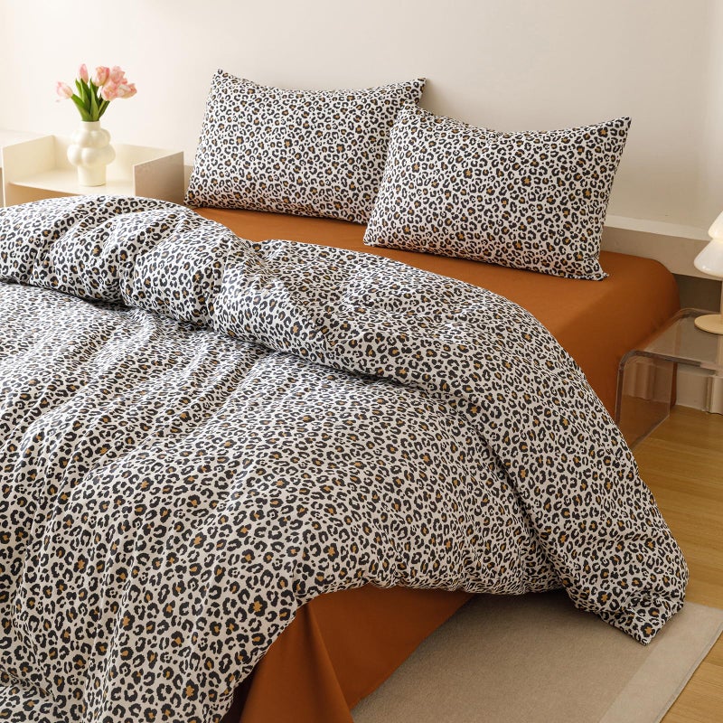 Cottonight Leopard Comforter Set Queen Animal Cheetah Print Bedding Set 3 Pieces Leopard Print Comforter Fluffy Soft Bedding Set Women Men Queen Comforter with 2 Pillowcases - Image 4